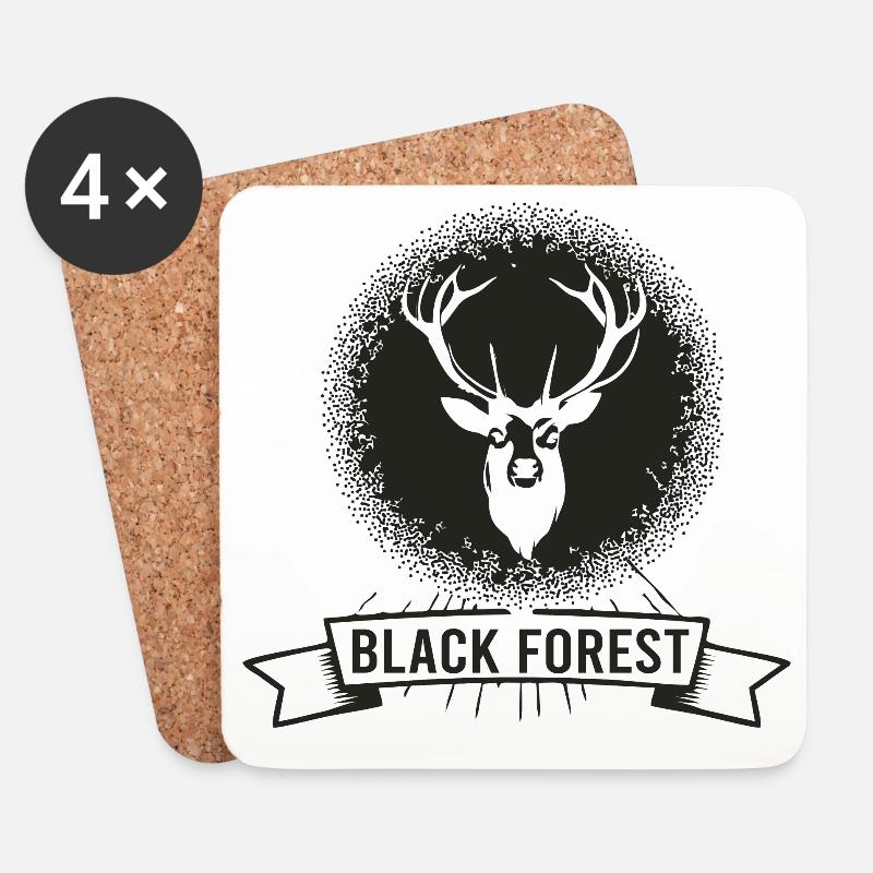 Dunkler Wald Hirsch Motiv - Untersetzer (4er-Set) - Weiß