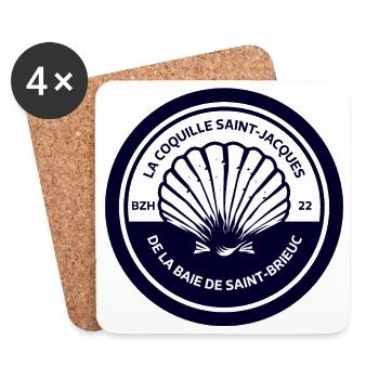 La Coquille Saint Jacques Baie de Saint-Brieuc - Dessous de verre (lot de 4) - blanc - Devant