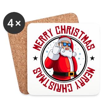 Santa Claus Merry Christmas Cool Party - Coasters (set of 4) - white - Front