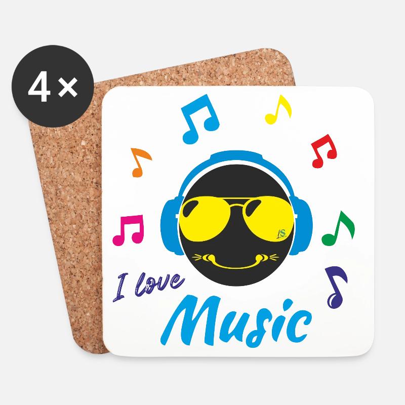 J'aime la musique - Dessous de verre (lot de 4) - blanc
