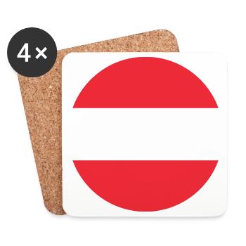 round sticker flag of Austria Oesterreich Autriche - Coasters (set of 4) - white - Front