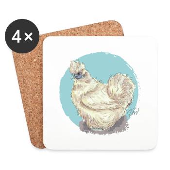 White silk hen - Coasters (set of 4) - white - Front