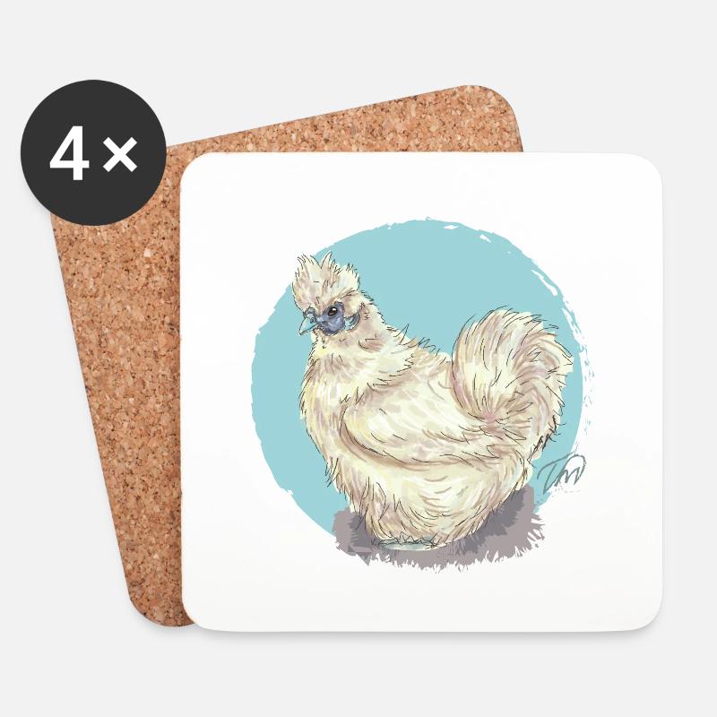 Weisses Seidenhuhn - Untersetzer (4er-Set) - Weiß