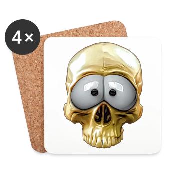 lustiger Totenkopf - Untersetzer (4er-Set) - Weiß - Vorne