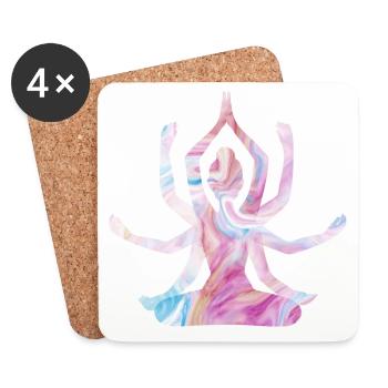 Spirituelles Yoga-Mädchen - Untersetzer (4er-Set) - Weiß - Vorne