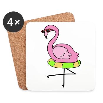 Urlaub Flamingo Cool Ferien Insel Sommer Sonne - Untersetzer (4er-Set) - Weiß - Vorne