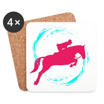 équitation - Dessous de verre (lot de 4) - blanc - Devant