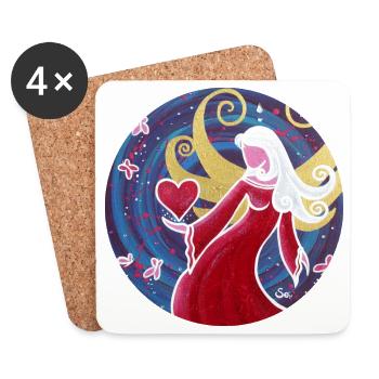 Ange de l’amour heureux Sonja Ariel de Staden - Dessous de verre (lot de 4) - blanc - Devant