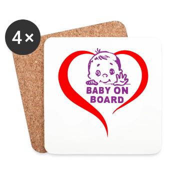 Stickers Bébé à bord - Dessous de verre (lot de 4) - blanc - Devant