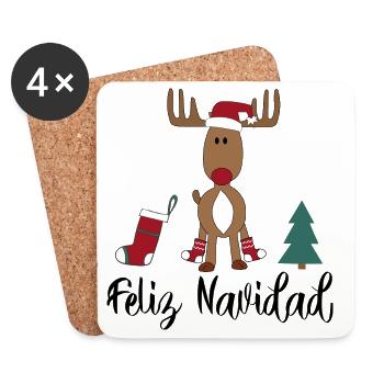 Weihnachten spanisch - Untersetzer (4er-Set) - Weiß - Vorne