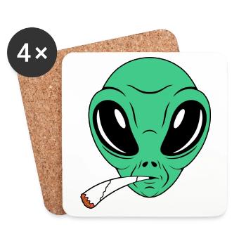 Raucher Alien - Untersetzer (4er-Set) - Weiß - Vorne