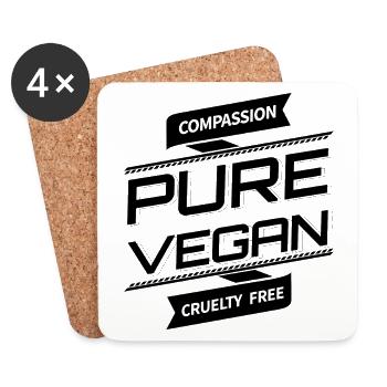 Pure Vegan Lebensstil Veggie Spruch Geschenk - Untersetzer (4er-Set) - Weiß - Vorne