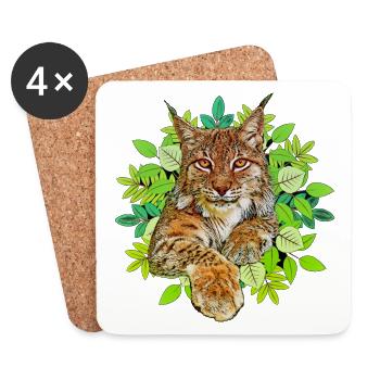 Lynx chat Liberté - Dessous de verre (lot de 4) - blanc - Devant