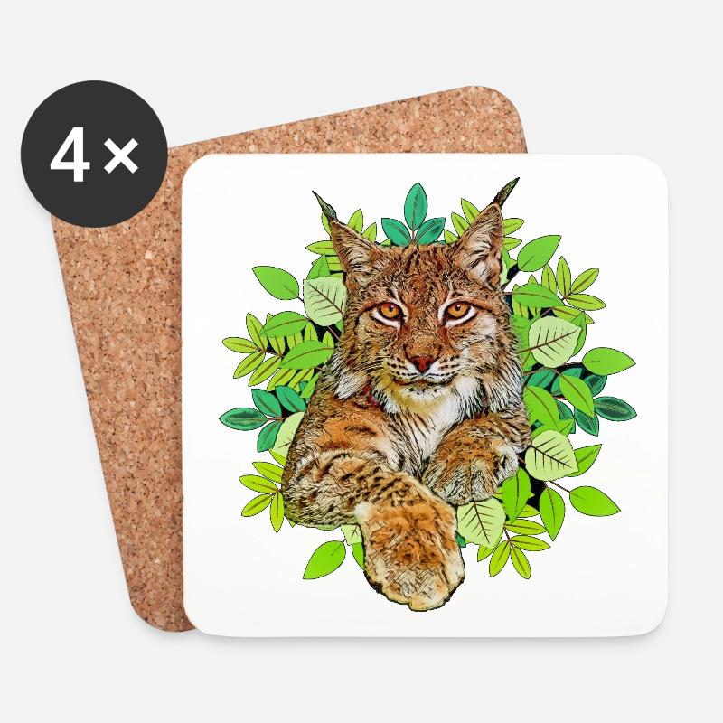 Lynx Cat Freedom - Coasters (set of 4) - white