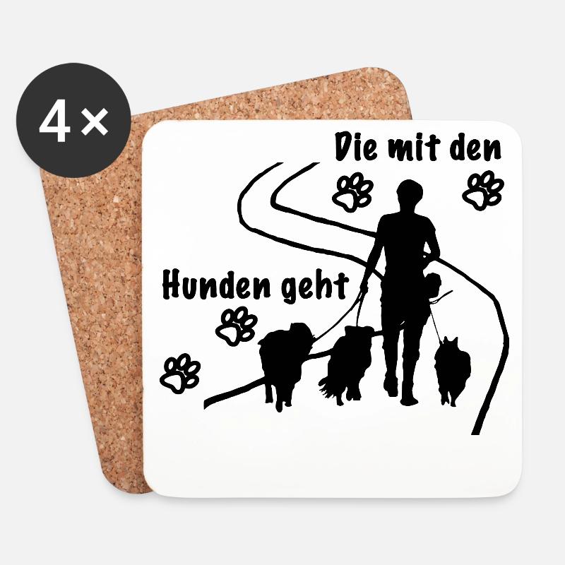 Die mit den Hunden geht - Untersetzer (4er-Set) - Weiß