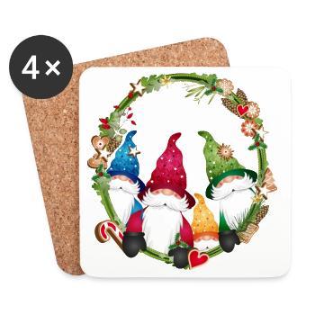 petite famille elfe dans un cadre de Noël - Dessous de verre (lot de 4) - blanc - Devant