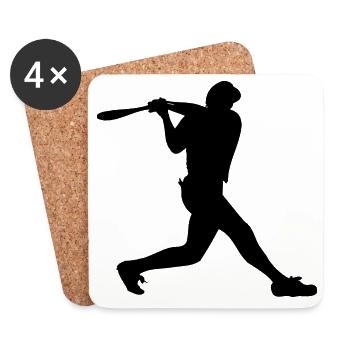 Garçon de baseball avec un casque sur les frappes - Dessous de verre (lot de 4) - blanc - Devant