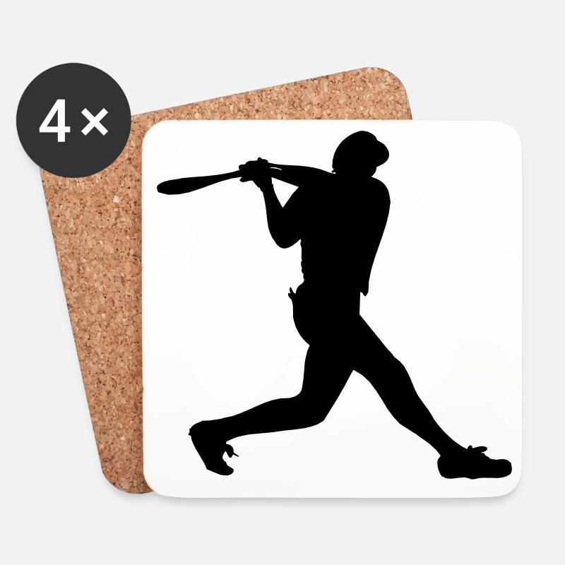 Baseball-Mann Junge mit Helm auf Strikes - Untersetzer (4er-Set) - Weiß
