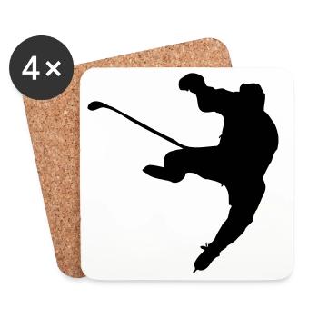 ice hockey shadow image logo - Coasters (set of 4) - white - Front