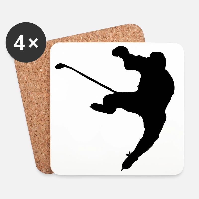 Eishockey Schattenbild Logo - Untersetzer (4er-Set) - Weiß