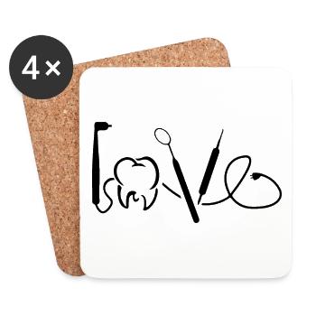 Dentiste amour dentiste percer les dents cadeau - Dessous de verre (lot de 4) - blanc - Devant