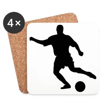 Joueur de football avec mouvement de coup de pied au ballon - Dessous de verre (lot de 4) - blanc - Devant