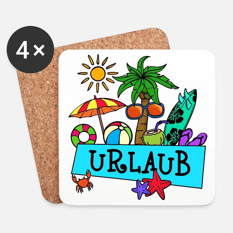 Urlaub Palmen Sommer Sonne Meer Strand Relaxen - Untersetzer (4er-Set) - Weiß