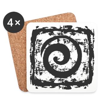 Motif abstrait en spirale sur fond vintage - Dessous de verre (lot de 4) - blanc - Devant