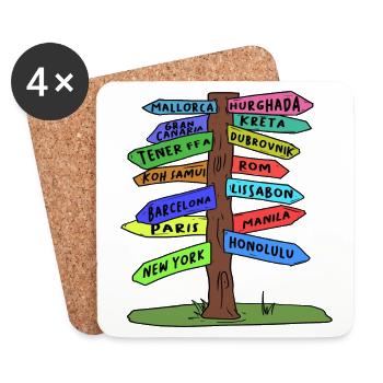 Holidays Holidays Travel Travel Summer Sun Sea - Coasters (set of 4) - white - Front