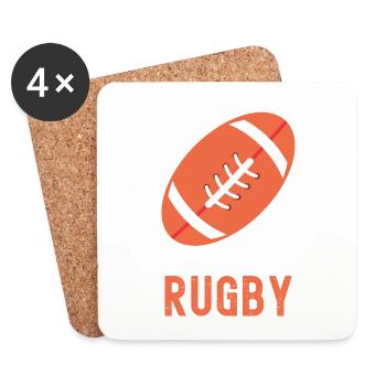 Ballon de Rugby Minimaliste en Orange - Dessous de verre (lot de 4) - blanc - Devant