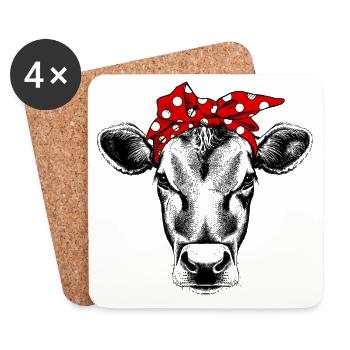 Bandana vache vache - Dessous de verre (lot de 4) - blanc - Devant