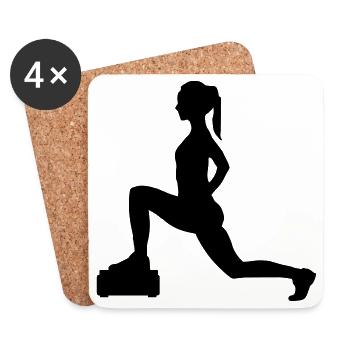 Mädchen oder Dame, die Schritte oder Aerobic macht - Untersetzer (4er-Set) - Weiß - Vorne