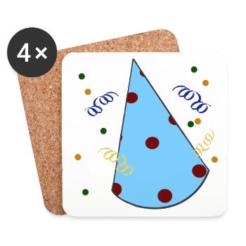 Birthday hat, children's birthday party - Coasters (set of 4) - white - Front