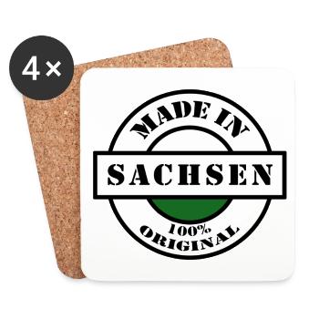 MADE IN SACHSEN Dresden Leipzig Naissance Cadeau - Dessous de verre (lot de 4) - blanc - Devant