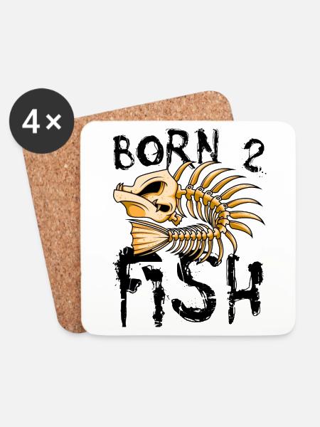 Born to fish knochen fischgräte fisch - Untersetzer (4er-Set) - Weiß