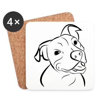Dog pitbull dog head - Coasters (set of 4) - white - Front
