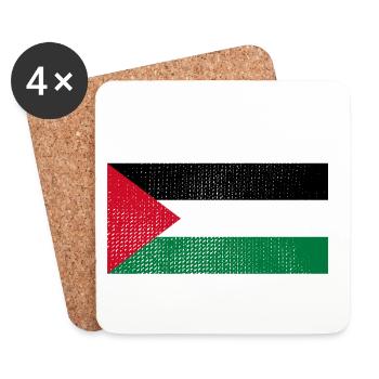 Drapeau de Palestine libre - Dessous de verre (lot de 4) - blanc - Devant