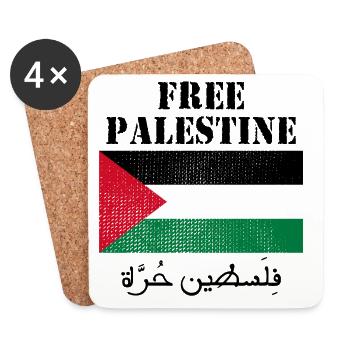 Free Palestine Flag - Coasters (set of 4) - white - Front