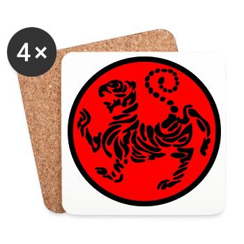 Shotokan tiger karate logo emblem black on red - Coasters (set of 4) - white - Front