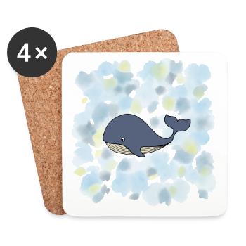 Baleine bleue - Dessous de verre (lot de 4) - blanc - Devant