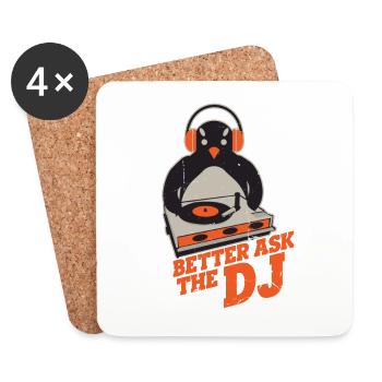 DJ Penguin - Untersetzer (4er-Set) - Weiß - Vorne