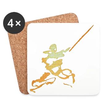 Swordsman Ink Figure - Coasters (set of 4) - white - Front