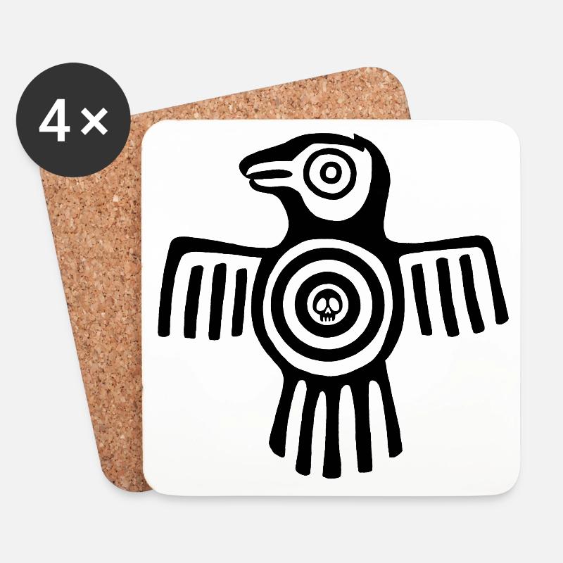 Schwarzer Inka-Vogel - Untersetzer (4er-Set) - Weiß