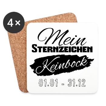 witziger Spruch |mein Sternzeichen Keinbock - Untersetzer (4er-Set) - Weiß - Vorne