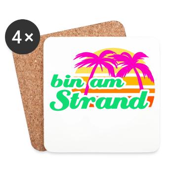 Strand Beachparty Palmen Karibik Meer Urlaub Sonne - Untersetzer (4er-Set) - Weiß - Vorne