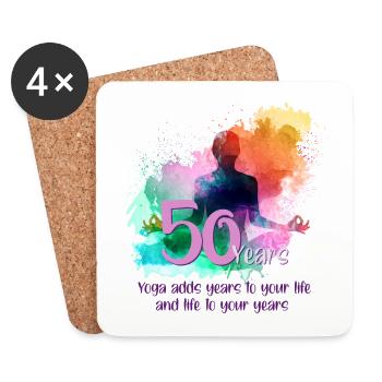 50th birthday of a woman who loves yoga - Coasters (set of 4) - white - Front