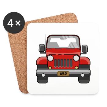 Geländewagen Auto - Untersetzer (4er-Set) - Weiß - Vorne
