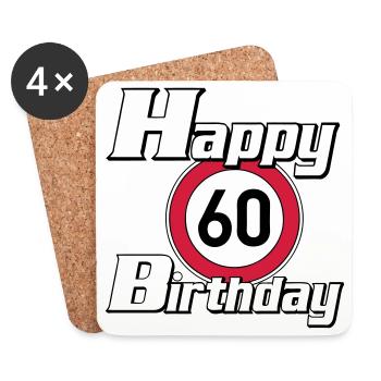 60.Geburtstag , 60 Jahre , Happy Birthday 60 (25) - Untersetzer (4er-Set) - Weiß - Vorne