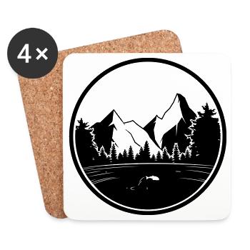 berge natur logo wald - Untersetzer (4er-Set) - Weiß - Vorne