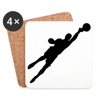 Gardien de joueur de football qui saute après le ballon beaucoup i - Dessous de verre (lot de 4) - blanc - Devant